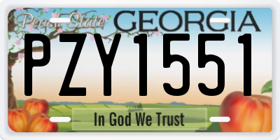 GA license plate PZY1551