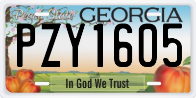 GA license plate PZY1605