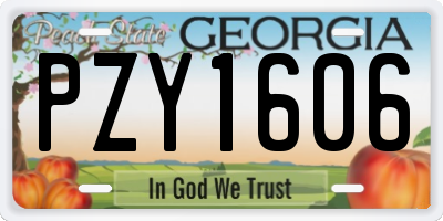GA license plate PZY1606
