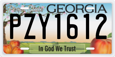 GA license plate PZY1612