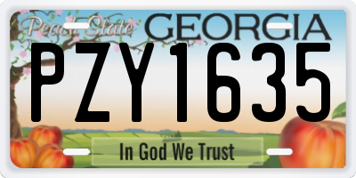 GA license plate PZY1635