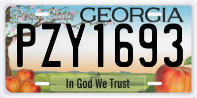 GA license plate PZY1693