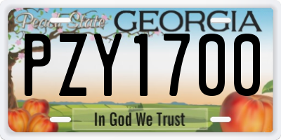 GA license plate PZY1700