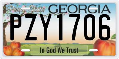 GA license plate PZY1706