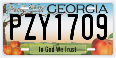 GA license plate PZY1709