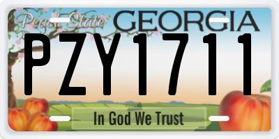 GA license plate PZY1711