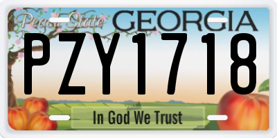 GA license plate PZY1718