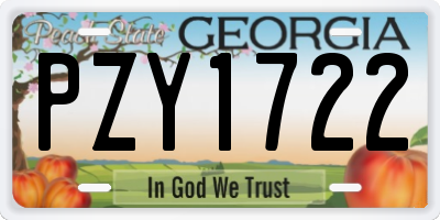 GA license plate PZY1722