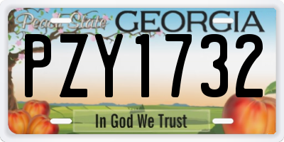 GA license plate PZY1732