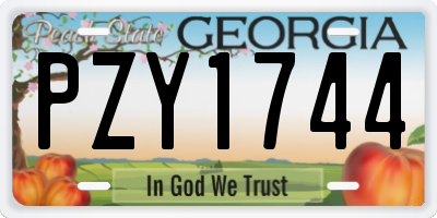 GA license plate PZY1744