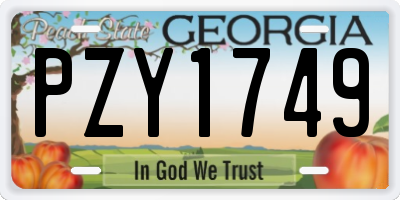 GA license plate PZY1749