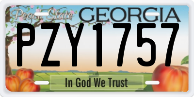 GA license plate PZY1757