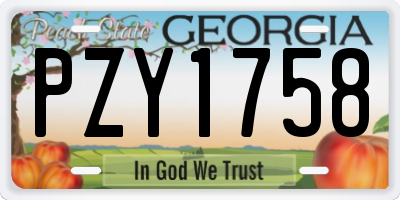 GA license plate PZY1758