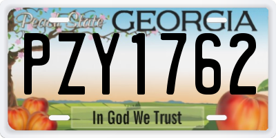 GA license plate PZY1762