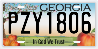 GA license plate PZY1806