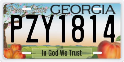 GA license plate PZY1814