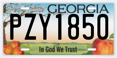 GA license plate PZY1850