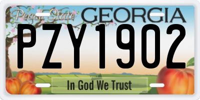 GA license plate PZY1902
