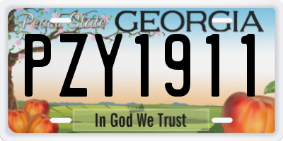GA license plate PZY1911