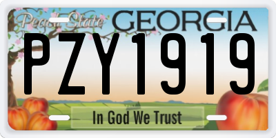 GA license plate PZY1919