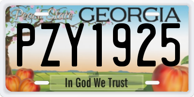 GA license plate PZY1925