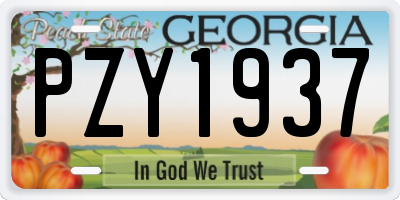 GA license plate PZY1937