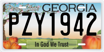 GA license plate PZY1942