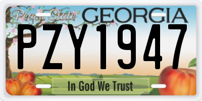 GA license plate PZY1947