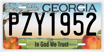 GA license plate PZY1952