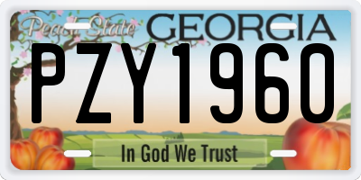 GA license plate PZY1960