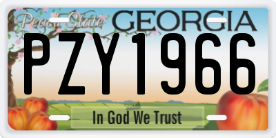 GA license plate PZY1966
