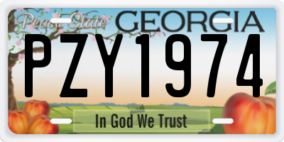 GA license plate PZY1974