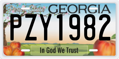 GA license plate PZY1982