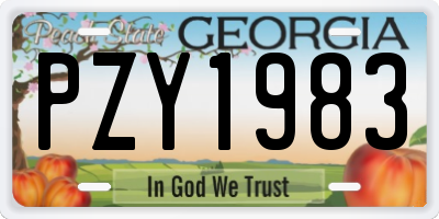 GA license plate PZY1983