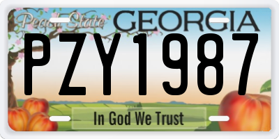 GA license plate PZY1987