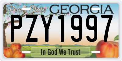 GA license plate PZY1997