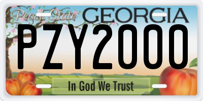 GA license plate PZY2000