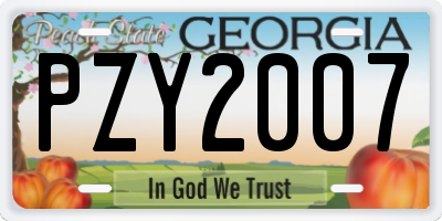 GA license plate PZY2007