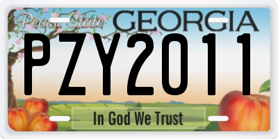 GA license plate PZY2011