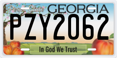 GA license plate PZY2062