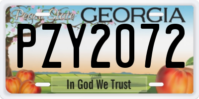 GA license plate PZY2072