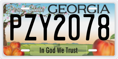 GA license plate PZY2078