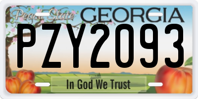 GA license plate PZY2093