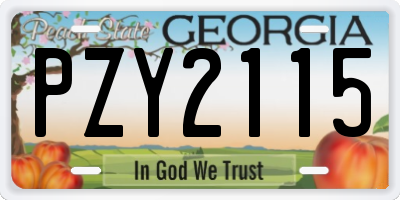 GA license plate PZY2115