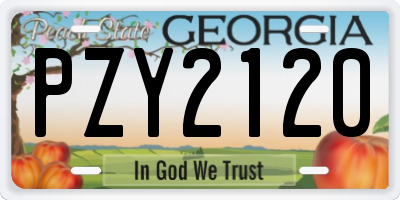 GA license plate PZY2120