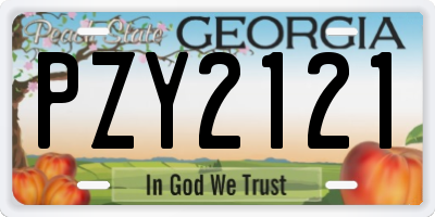 GA license plate PZY2121
