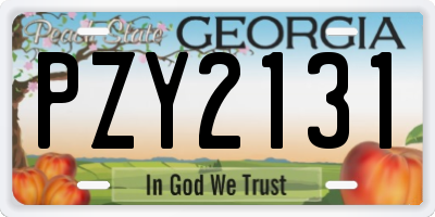 GA license plate PZY2131