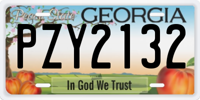 GA license plate PZY2132