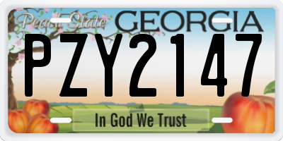 GA license plate PZY2147