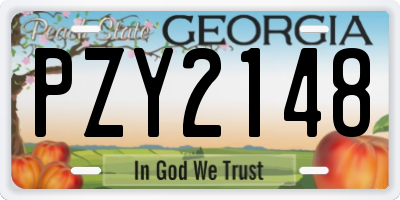 GA license plate PZY2148